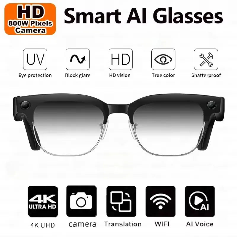 Lunettes Intelligentes IA 2026 — Caméra 4K, Traduction en Temps Réel & Assistant IA Intégré